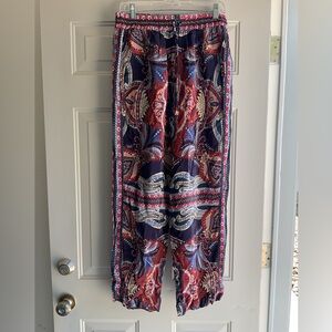 FARM Rio Navy, Red & Cream Paisley Drawstring pants